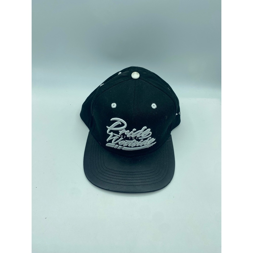 Pride Of The Westside Snapback Hat Mens Black White Script Logo Flat Brim Cap